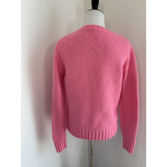 J CREW Fisherman Sweater S Wool Blend Bubblegum Pink Thick Knit Crew Neck - Picture 2 of 12